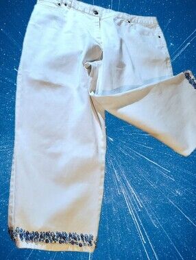 Women's White Denim Capri by Ruby Rd. With Ankle Embellishments